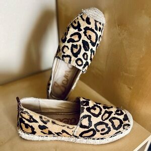 Sam Edelman Khloe genuine calf hair leopard print espadrille flats size 6.5